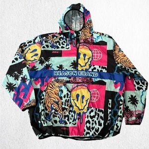 Multicolor unisex windbreaker half zip pullover